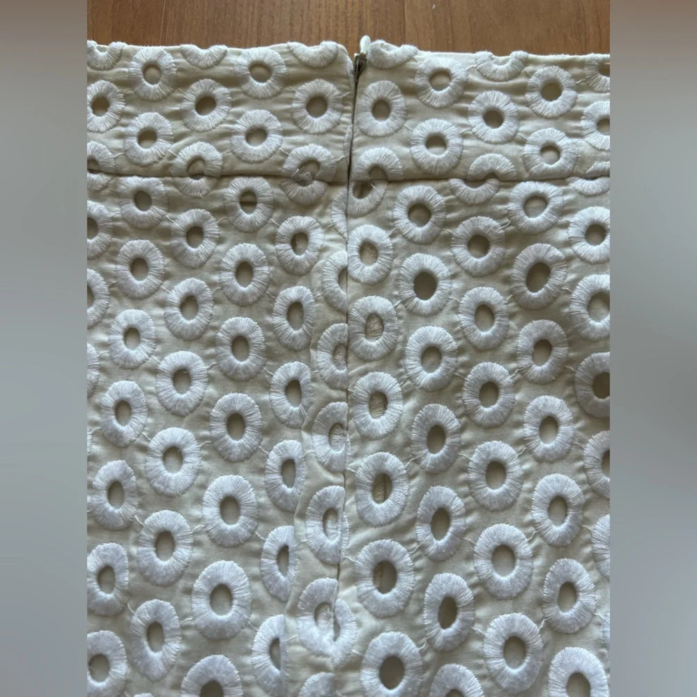J.Crew Elegant White Eyelet Pencil Cotton Skirt Size 12